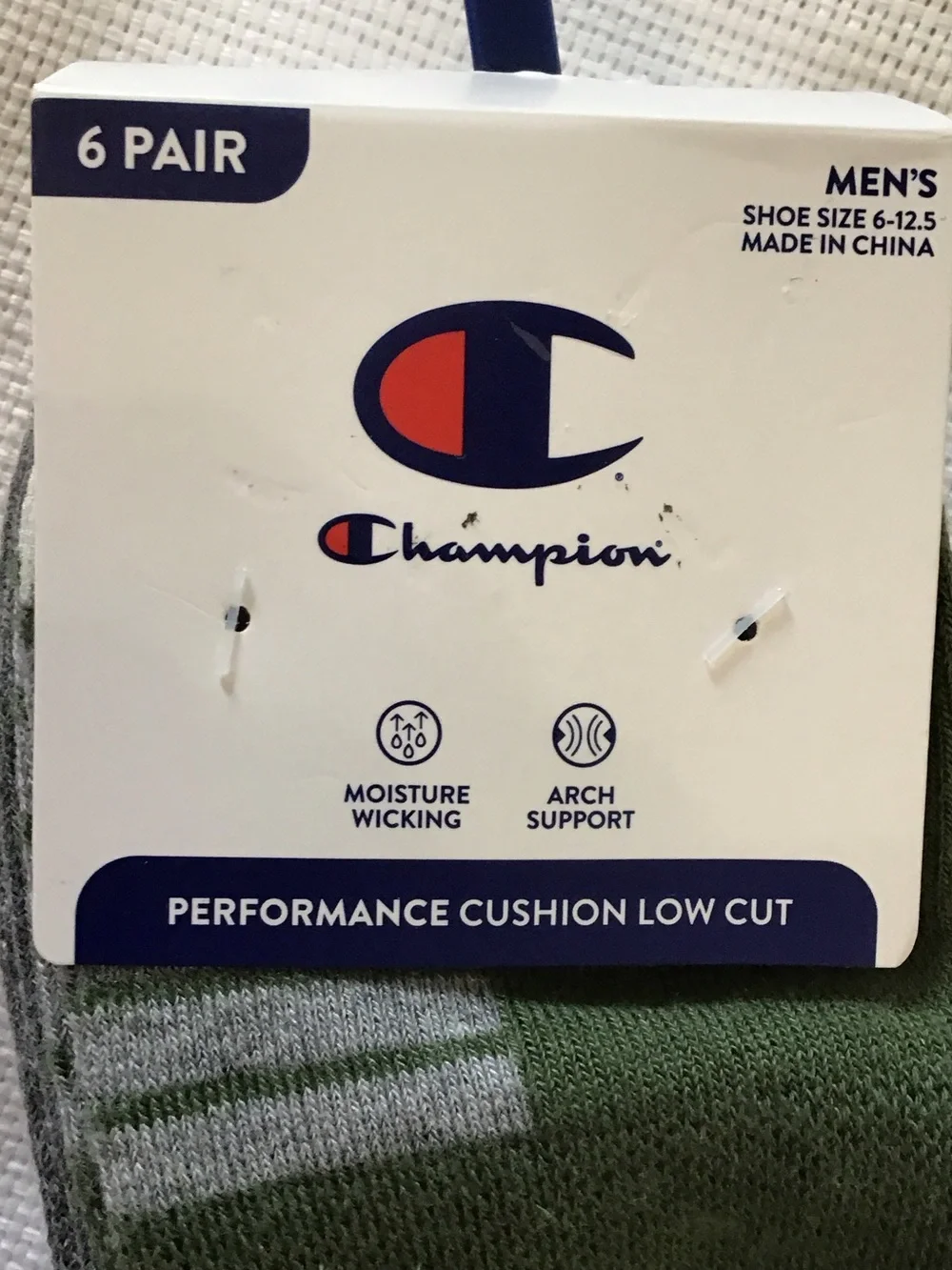 Champion Men's Low-Cut Athletic Socks in Olive Green and Gray - 6 Pack